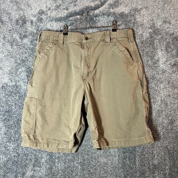 Carhartt Shorts Mens 38 Light Brown Loose Fit Canvas Utility Work Carpenter B147 - Picture 1 of 8